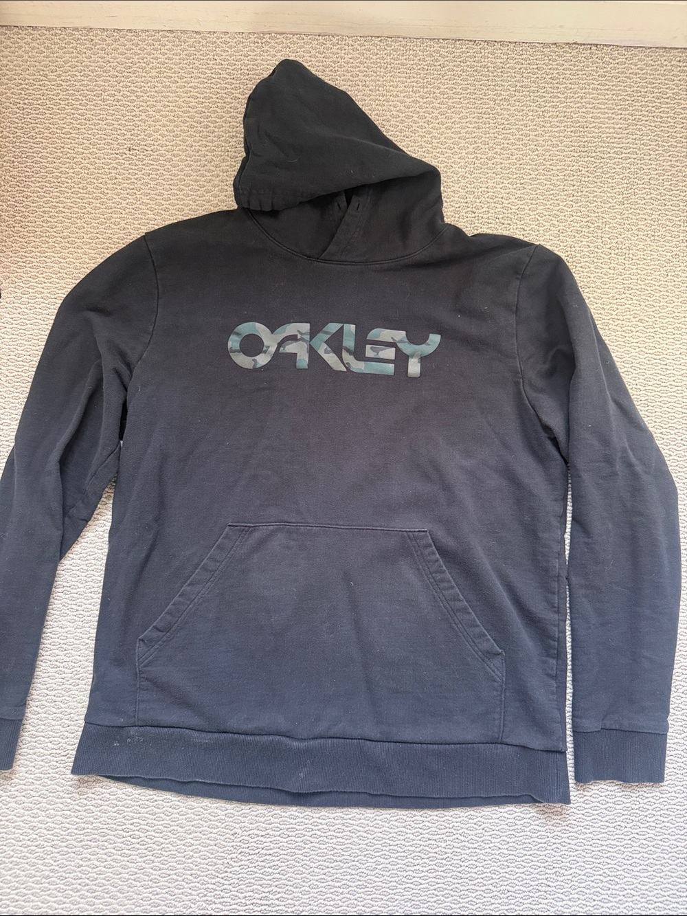 Oakley Black Hoodie with Subtle Camouflage Logo